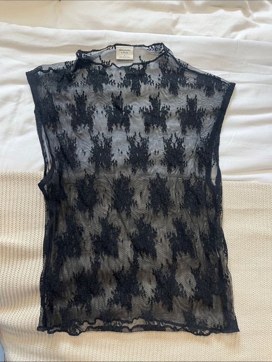 Abercrombie & Fitch Tops - Abercrombie & Fitch Black Sheer Lace Mock Neck Camisole